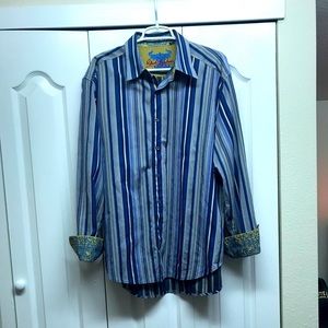 COPY - Robert Graham men’s dress shirt XL with stripes